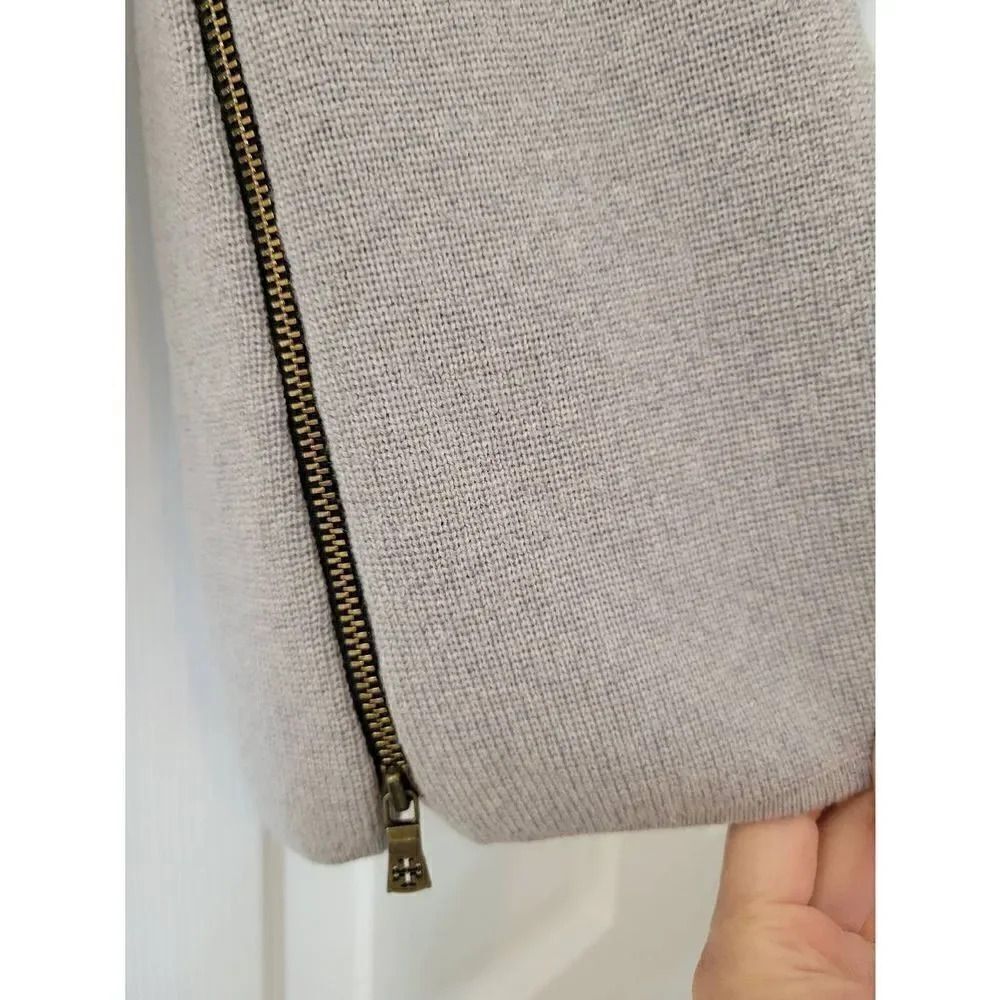 Tory Burch Rylie Sweater Tunic Gray Side Zip Merino Wool 3/4 Sleeve Sz S - Picture 5 of 8